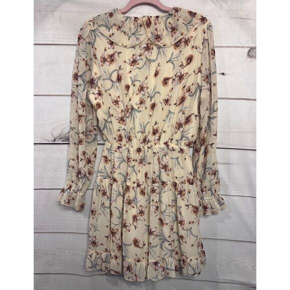 Baltic Born Dress Cream Floral Print Ruffles Size MED Classy Cute - Picture 2 of 6